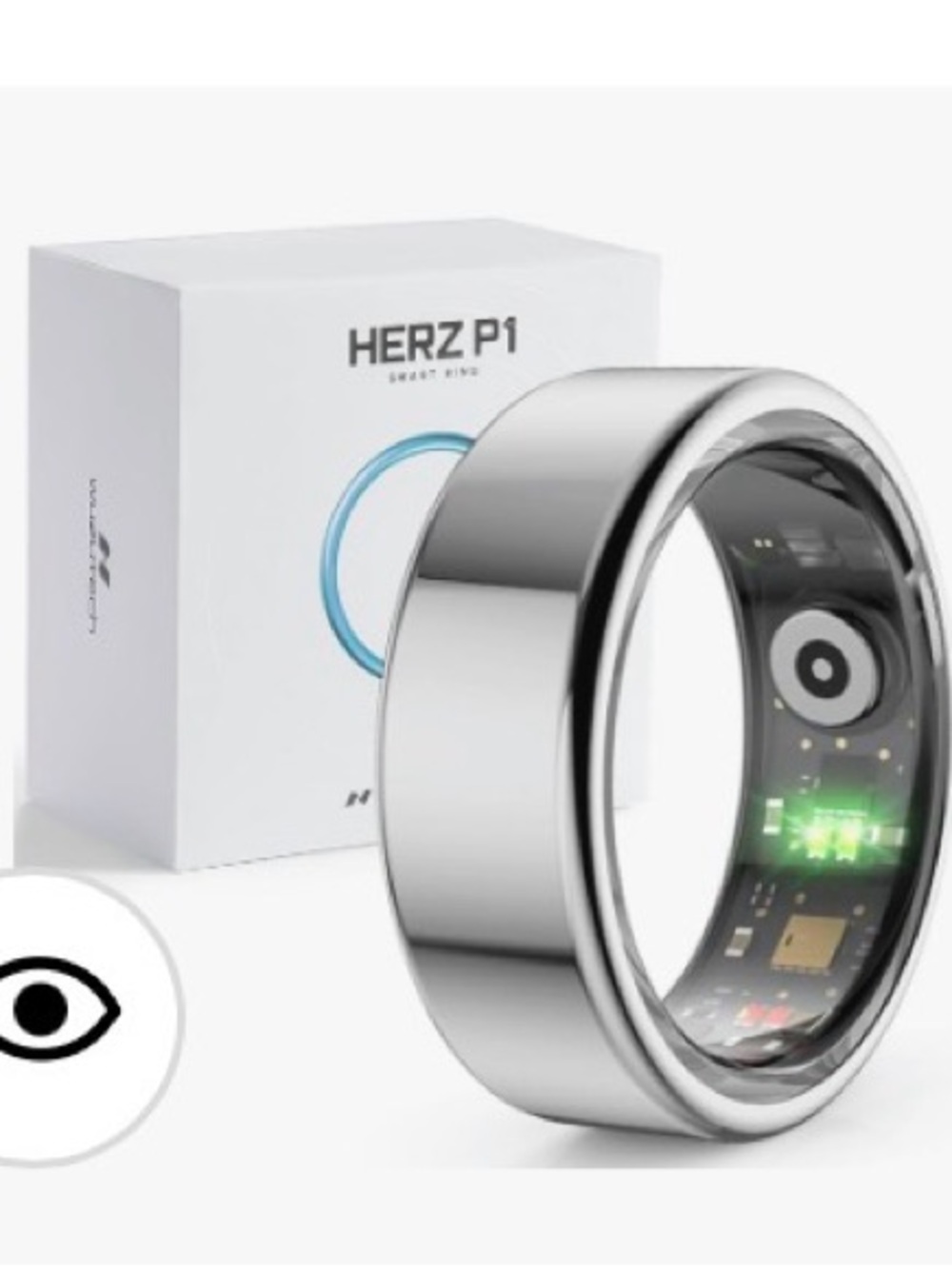 NIB Hertz P1 Smart Ring,Silver Tone-Stainless,Women/Men,Size 10,Heath Metrics